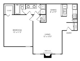 the floor plan for a two bedroom apartment at The Evaline