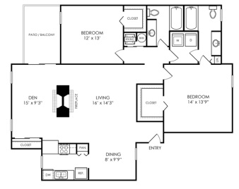 floor plan photo of the park at westchase apartments in houston, tx at The Evaline